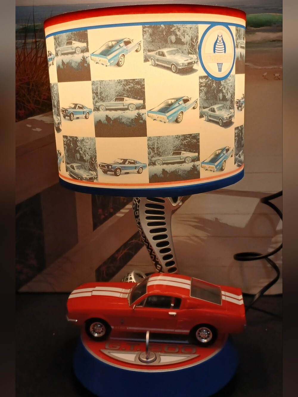 Red Shelby GT500 Car Lamp with Retro Car Shade, very rare